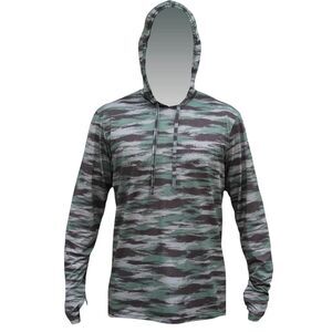 NWOT Anetik EQUATOR Long Sleeve Camo Tech Hoodie Fishing Rash Guard Top Shirt S
